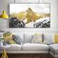 Goldene Berge Leinwand Wandkunst, Gold Floater Rahmen druckbares Kunstwerk, großer Natur Leinwanddruck, Landschaft Wandkunst, Geschenk zur Wohnungserwärmung