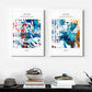 Abstraktes 3-teiliges Leinwandbild, gerahmtes blaues druckbares Kunstwerk, Set aus drei Floater-Rahmendrucken, drei farbenfrohe gerahmte Kunstwerke für zu Hause