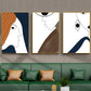 Abstraktes Floater-Rahmen-Set mit 3 Wandkunstwerken, gerahmte hängende Wanddekoration mit Gesichtern, Set mit drei modernen Leinwanddrucken, weiß-blaue Wandkunst