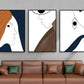 Abstraktes Floater-Rahmen-Set mit 3 Wandkunstwerken, gerahmte hängende Wanddekoration mit Gesichtern, Set mit drei modernen Leinwanddrucken, weiß-blaue Wandkunst