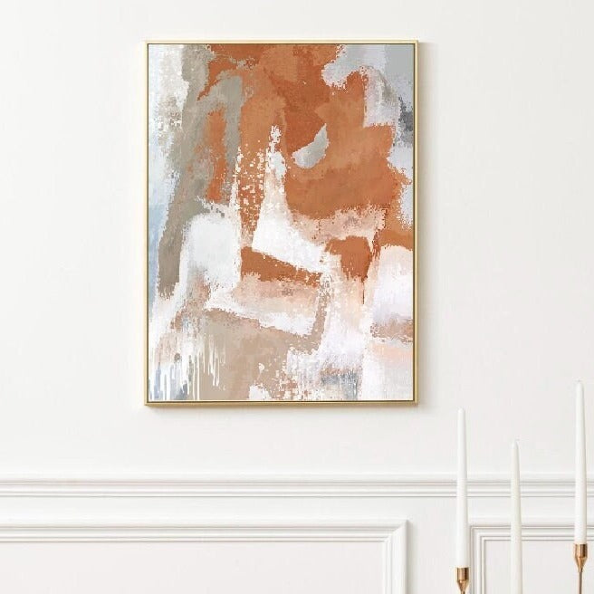 Abstrakte Leinwandkunst im Floater-Rahmen, extra große ruhige Wanddekoration zum Aufhängen, modernes druckbares Wohnzimmerkunstwerk, zeitgenössische Wandkunst