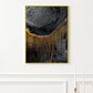 Extra große schwarz-goldene Wandkunst, abstraktes Floating-Frame-Kunstwerk, Kreise druckbare Leinwand-Wandkunst, dunkles Wohnzimmer-Wanddekor