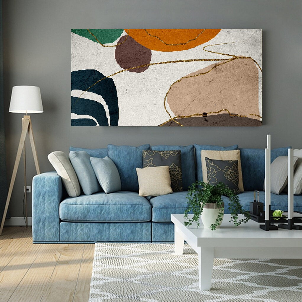 Abstrakte gerahmte Leinwand-Wandkunst, farbenfrohes vertikales Gemälde im Floater-Rahmen, extra große gerahmte Wandkunst für das Wohnzimmer, modernes abstraktes Kunstwerk