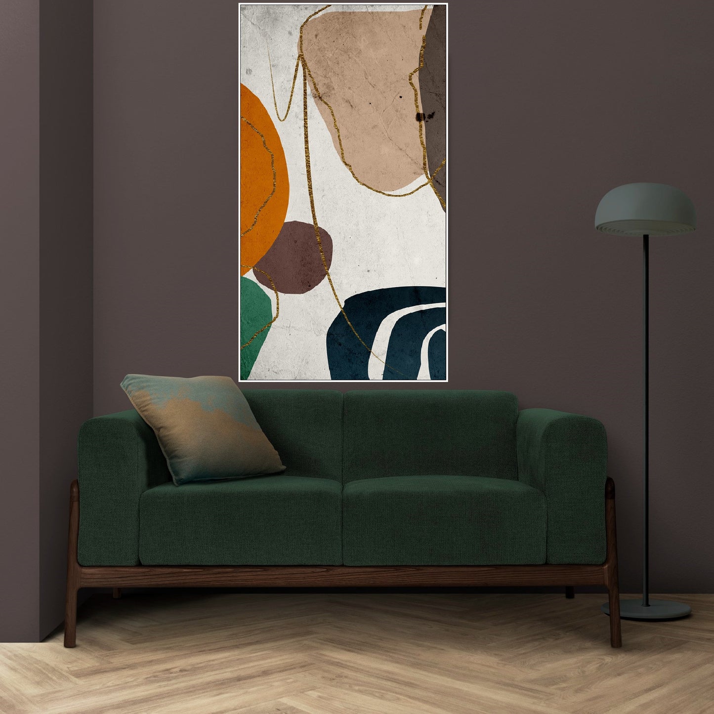 Abstrakte gerahmte Leinwand-Wandkunst, farbenfrohes vertikales Gemälde im Floater-Rahmen, extra große gerahmte Wandkunst für das Wohnzimmer, modernes abstraktes Kunstwerk