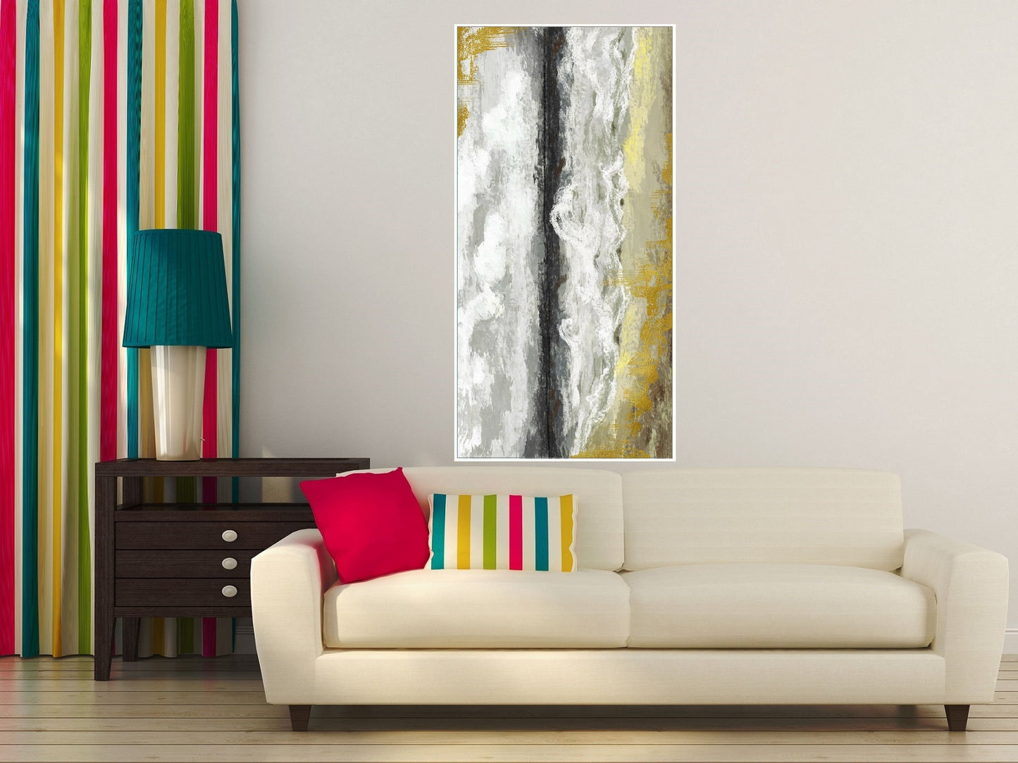 Abstrakte Leinwandkunst, extra großer Leinwanddruck mit schwebendem Rahmen, Wellen hängendes Wandkunstwerk, druckbare Meereswandkunst, Schlafzimmerkunstwerk