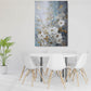 Großes florales Aquarell-Wandbild, Wildblumen-Kunstwerk im schwebenden Rahmen, weißer Blumen-Leinwanddruck, blau-weißes Schlafzimmer-gerahmtes Wandbild