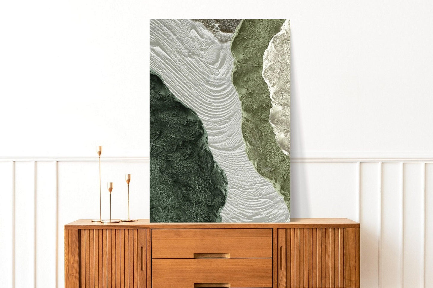 Abstrakte Wandkunst, grüner Leinwanddruck mit schwebendem Rahmen, Ölgemälde, große druckbare Wandkunst, hängende Wanddekoration für Wohnzimmer