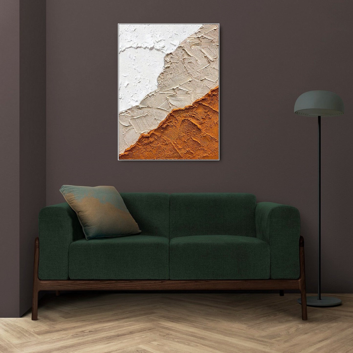 Abstraktes Ölgemälde, großes konzeptuelles Wandbild, schwebendes Rahmenbild, druckbarer orange-grauer Leinwanddruck, Schlafzimmer Leinwandbild