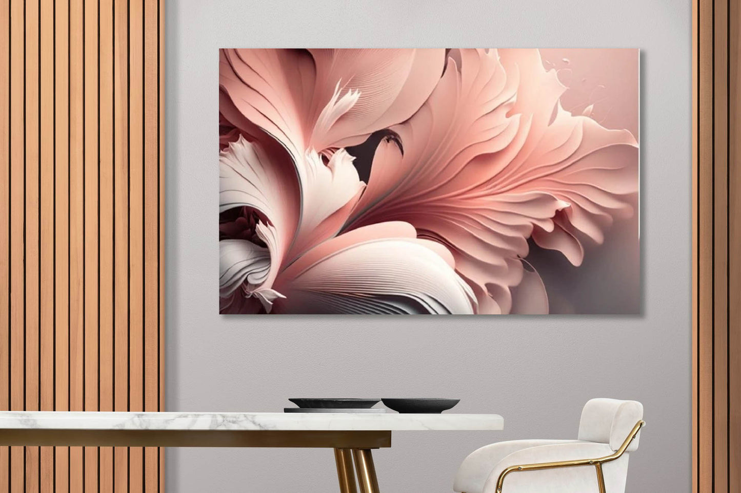 Große florale Wandkunst, rosa dreiteiliges Kunstwerk, mehrteiliges abstraktes Wanddekor zum Aufhängen, Blütenblätter-Leinwanddruck fürs Schlafzimmer, Kunstwerk als Geschenk