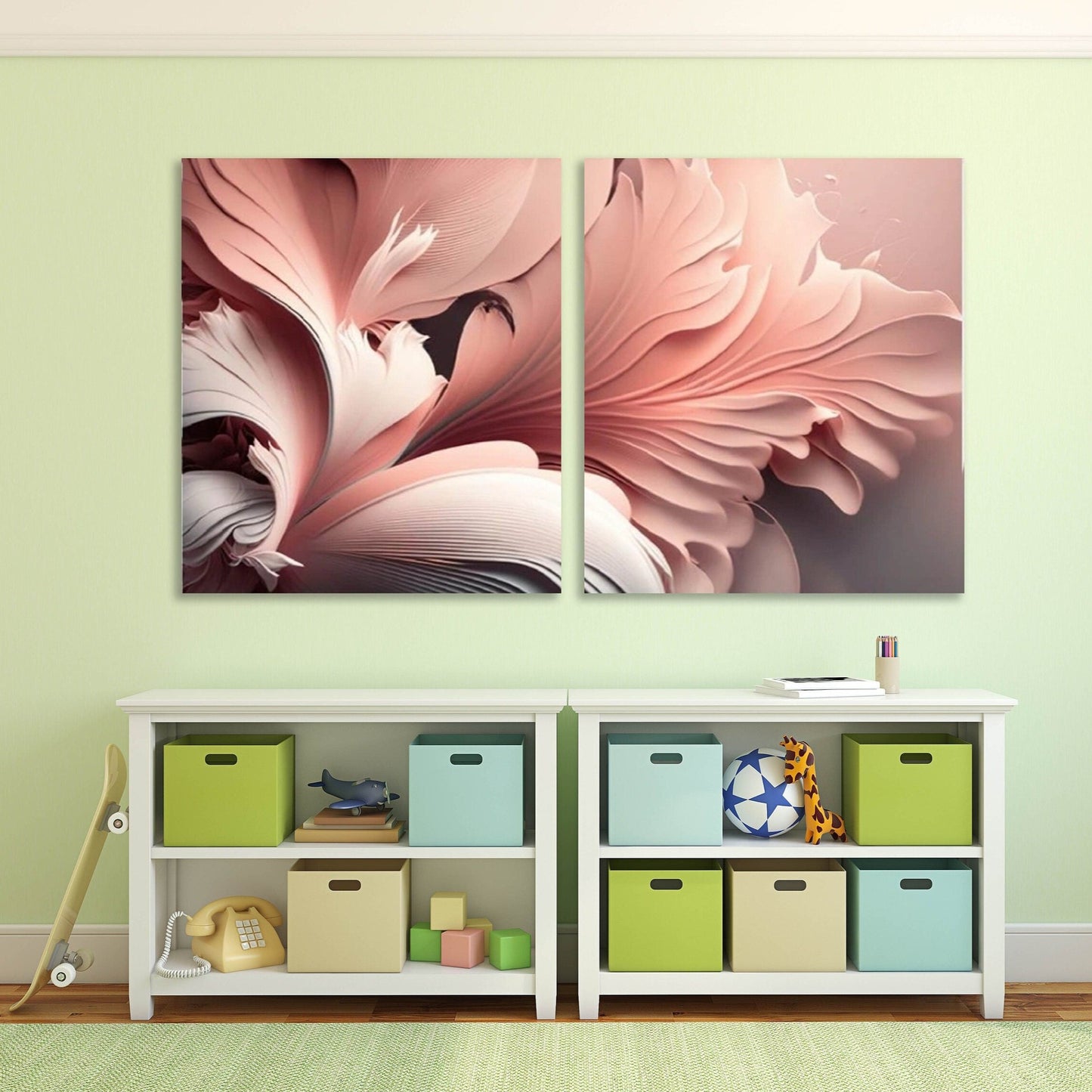 Große florale Wandkunst, rosa dreiteiliges Kunstwerk, mehrteiliges abstraktes Wanddekor zum Aufhängen, Blütenblätter-Leinwanddruck fürs Schlafzimmer, Kunstwerk als Geschenk