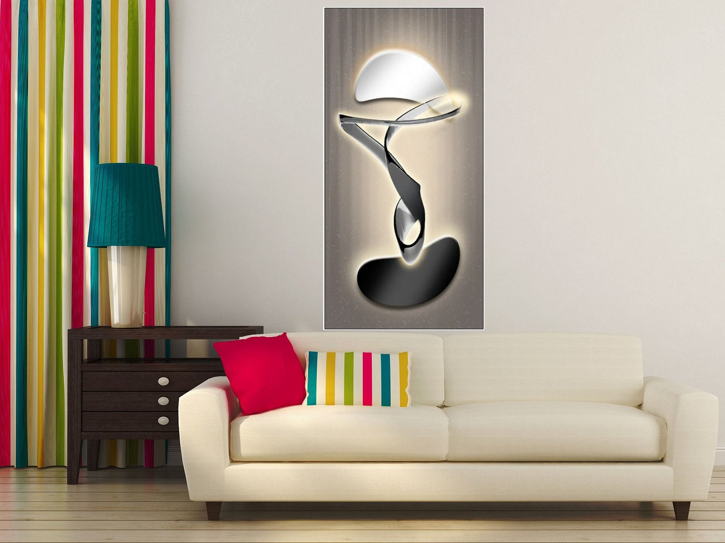 Abstrakte gerahmte Wandkunst, großes schwarz-weißes Kunstwerk, druckbare Wandkunst im Floater-Rahmen, konzeptueller Leinwanddruck, Schlafzimmer-Wandkunst