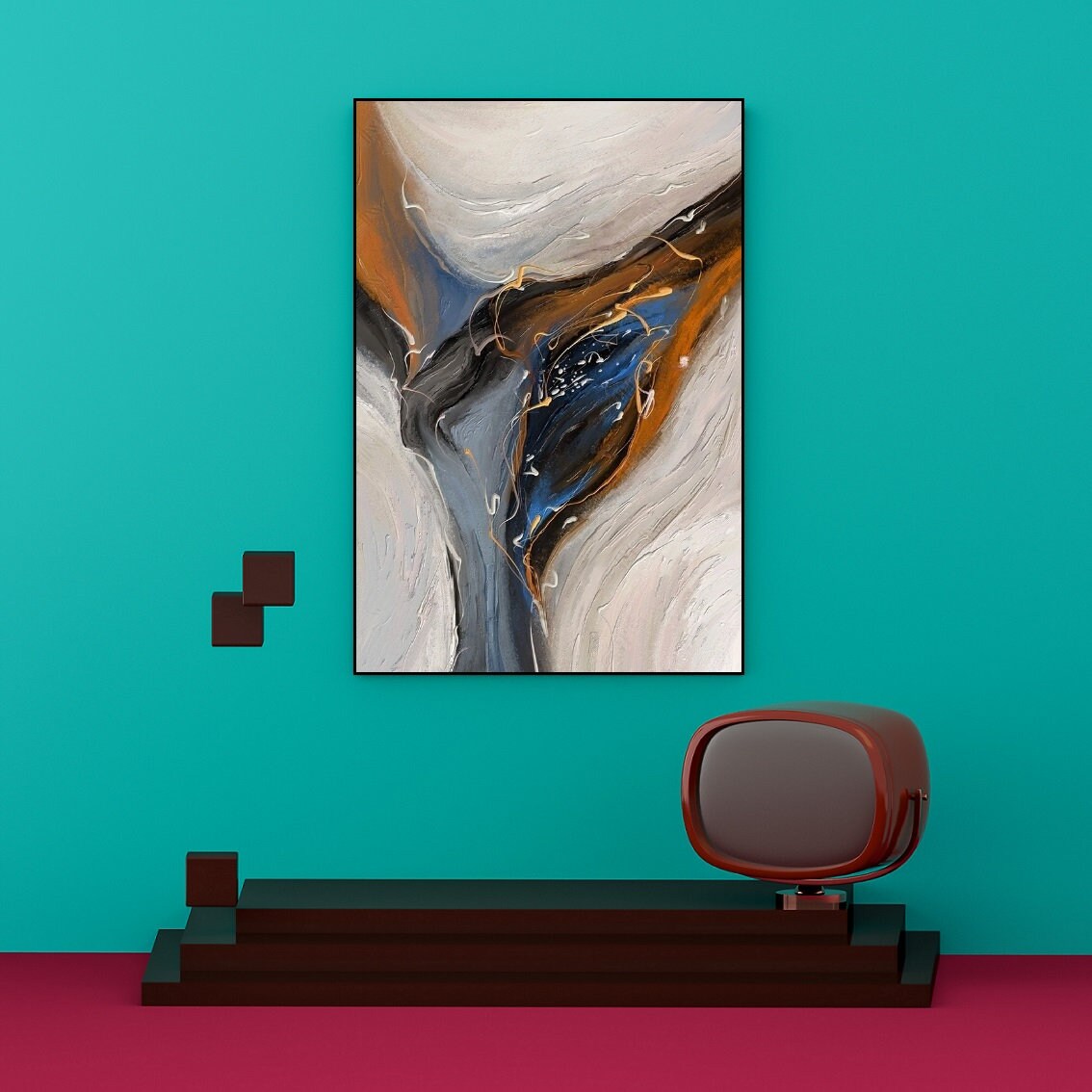 Großes Marmor-Wandbild, abstrakter Leinwanddruck mit schwebendem Rahmen, modernes Wanddekor, druckbares Wohnzimmer-Kunstwerk, Fantasy-Wandkunst