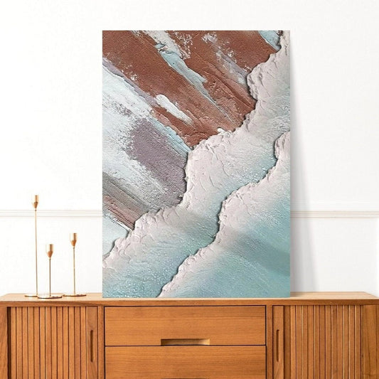 Großer abstrakter Leinwanddruck, schwebender Rahmen, Wellen-Wandkunst, druckbares Impression-Kunstwerk, Wohnzimmer-Wandkunst, Abstraktionsdruck als Geschenk