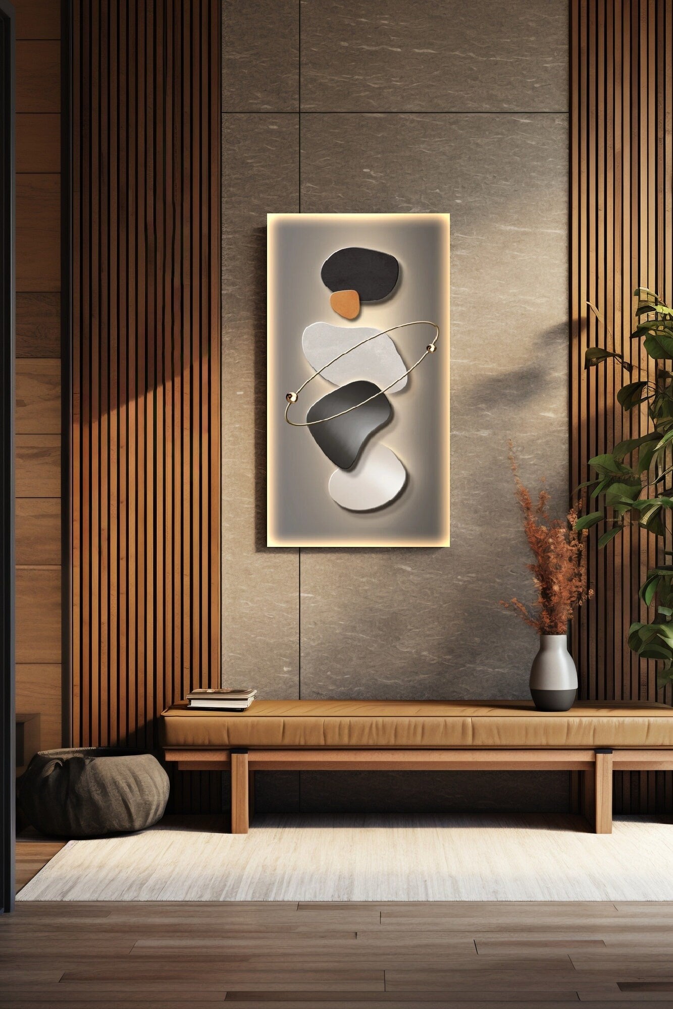 Abstrakte gerahmte Leinwandkunst, großes modernes druckbares Kunstwerk, schwebendes Rahmenkunstwerk, graue Wohnzimmerwandkunst, zeitgenössisches Kunstwerk