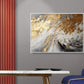 Großes abstraktes Wandbild, gerahmter zeitgenössischer Leinwanddruck, goldgraues Floater-Rahmen-Kunstwerk, Ölgemälde Schlafzimmer-Wandkunst, modernes Kunstwerk
