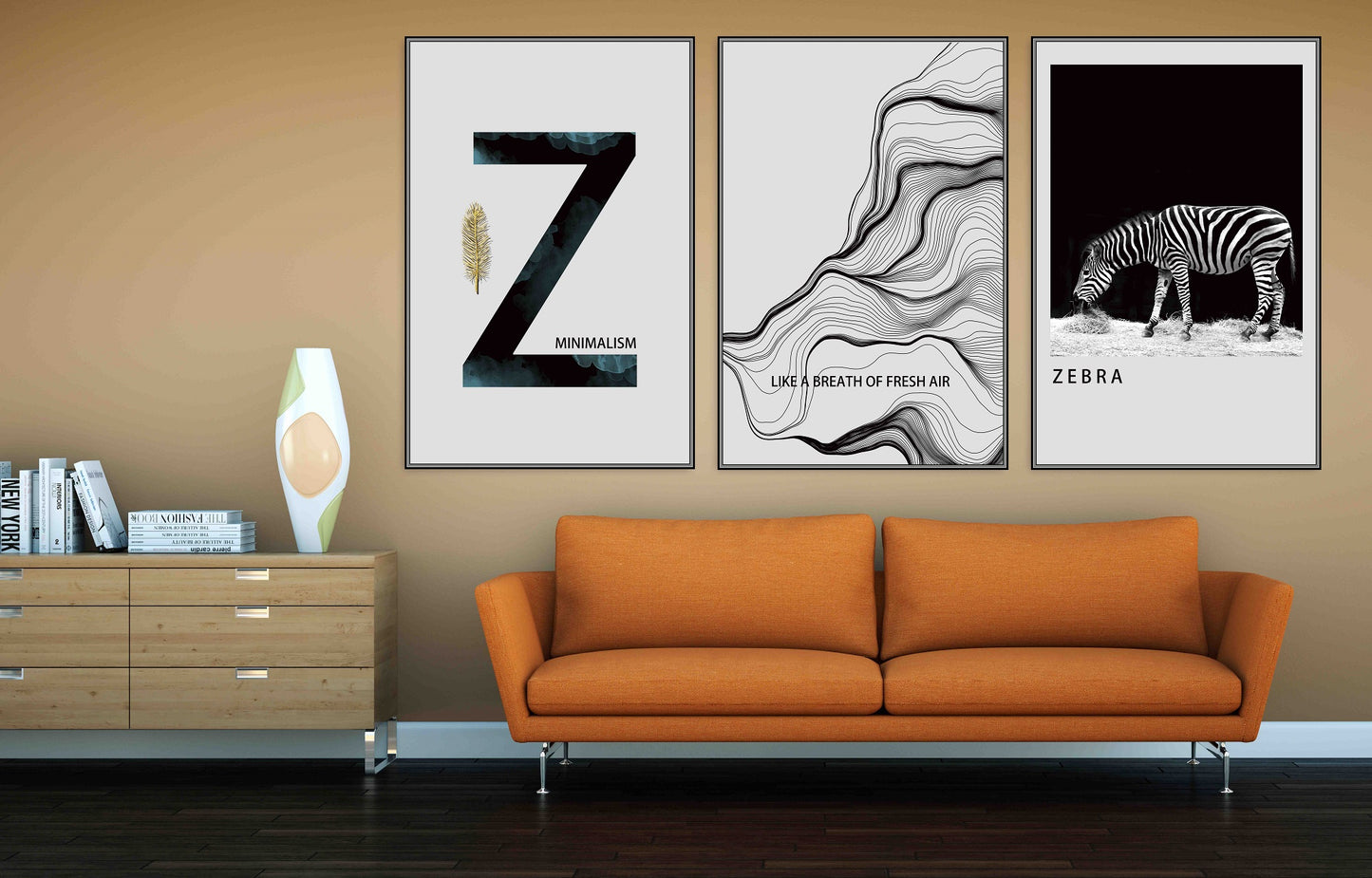 Zebra Wandkunst Gemälde auf Leinwand, Wohndekor, druckbare Wandkunst 3er Set, schwarz-weiße Kunst minimalistische Wandkunst abstrakter Kunstdruck