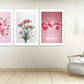 Blumen Wandkunst Gemälde auf Leinwand, Wanddekoration für Zuhause, druckbare Wandkunst 3er Set, Valentinstagsgeschenk, Herz Dekor Wand, druckbare Kunst
