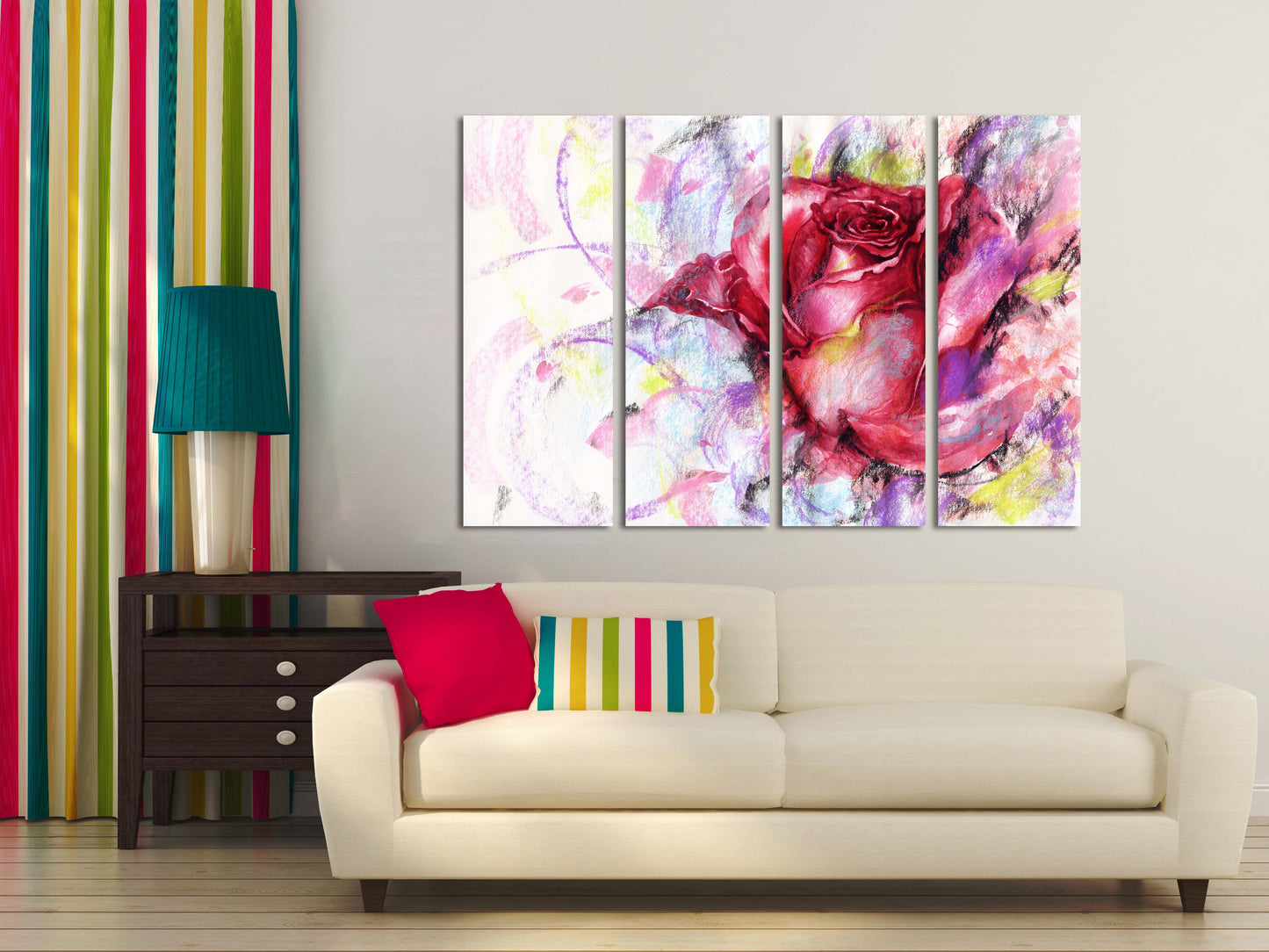 Rosa Rosen Wandkunst Blumen Wandkunst Gemälde auf Leinwand, Wohnwanddekoration, Leinwandgemälde 3-teilige Wandkunst 4-teilige Wandkunst 5-teilige Leinwand