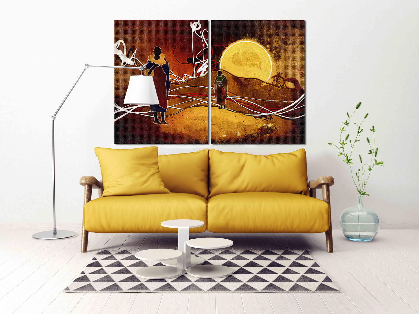 Afrikanische ethnische Retro-Illustration Abstrakte afrikanische Wandkunst Masai Leinwanddruck afrikanische Leinwand Kunst Malerei Masai Malerei Skurrile Kunst