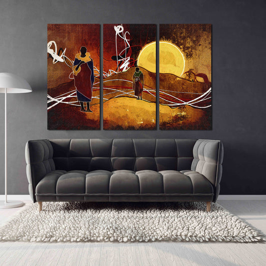 Afrikanische ethnische Retro-Illustration Abstrakte afrikanische Wandkunst Masai Leinwanddruck afrikanische Leinwand Kunst Malerei Masai Malerei Skurrile Kunst