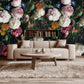 Dark Floral Peel and stick flowers Wallpaper Botanical Textured adhesive Wall Mural Decor for Bedroom Living Room
