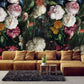 Dark Floral Peel and stick flowers Wallpaper Botanical Textured adhesive Wall Mural Decor for Bedroom Living Room