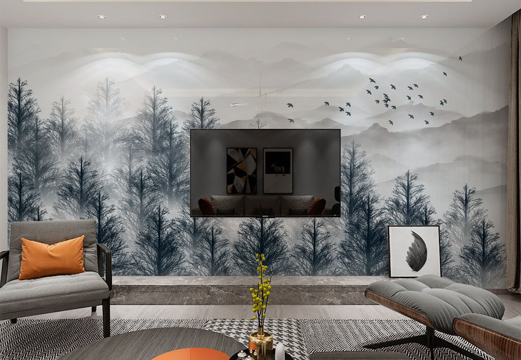 Wall mural forest Smoky mountains wall art Wake forest Adhesive wall murals Wall prints Home wall decor Peel and stick Outdoors mountains