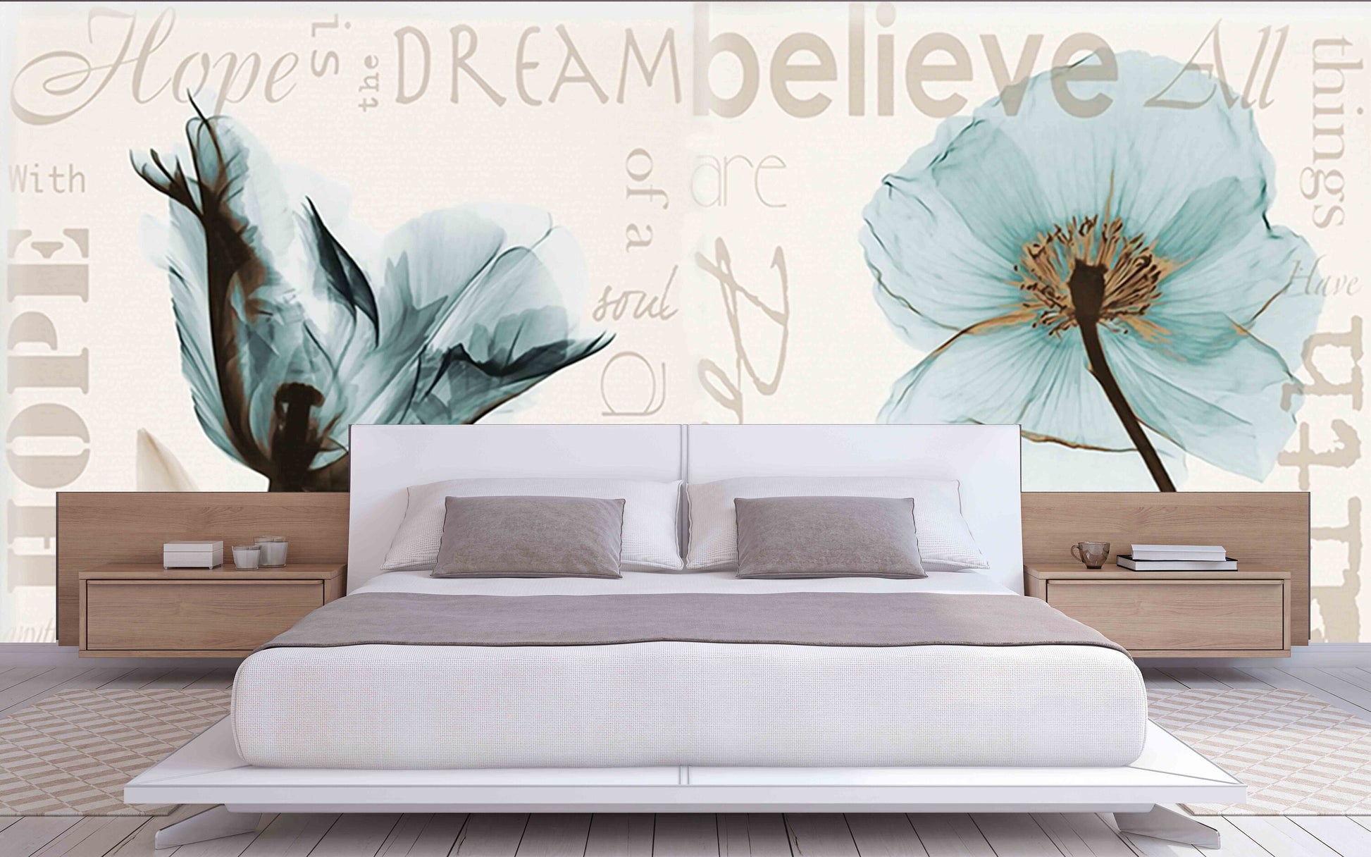 Floral wallpaper Wall mural prints Peel&stick wallpaper Botanical removable Self adhesive mural Wall mural prints bedroom wall decor