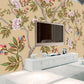 Chinoiserie painted silk Sakura blossoms Botanical removable Japanese wall art Flowers wall mural prints Peel & stick Art deco wallpaper