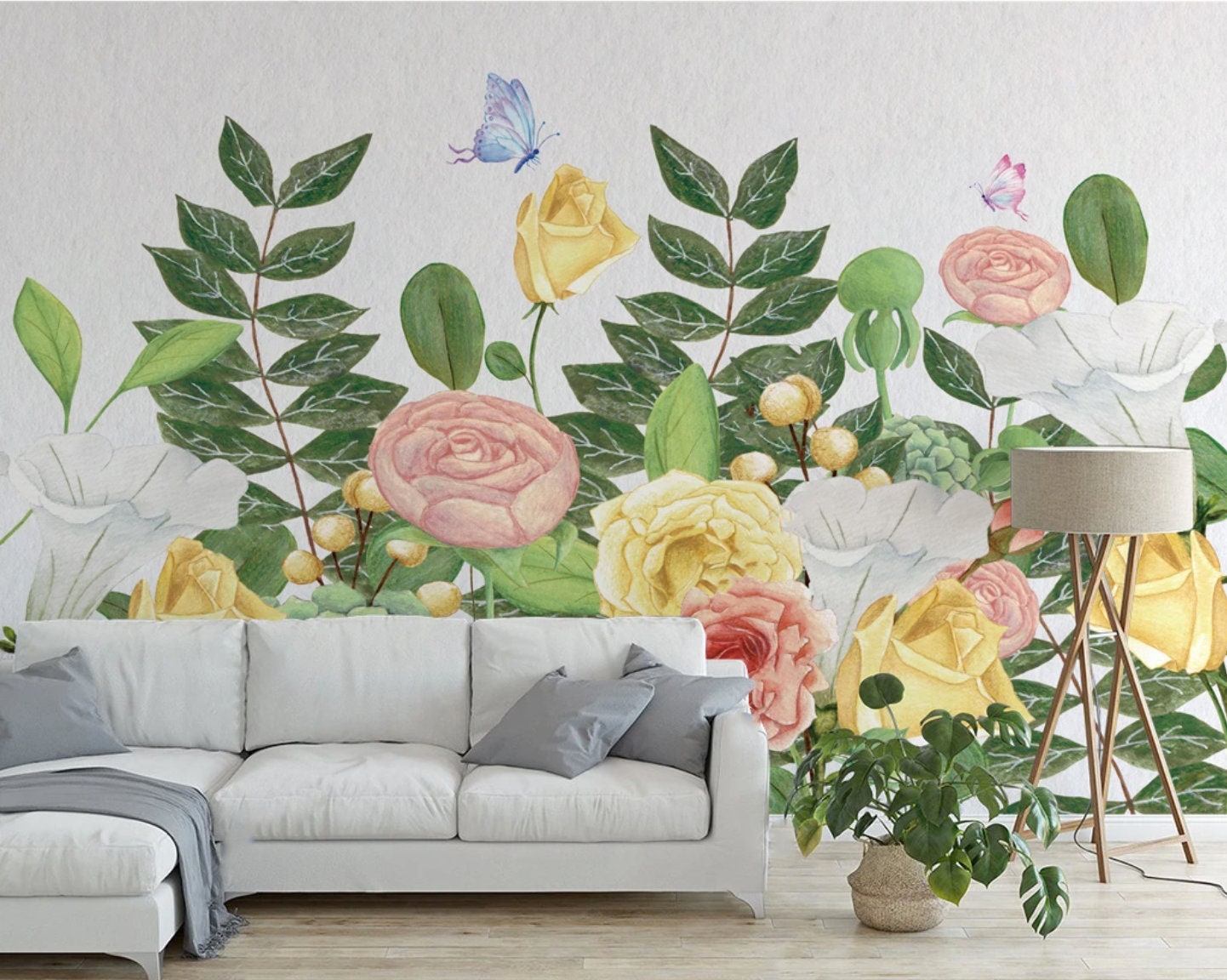 Flower wallpaper Floral Peel and Stick wall mural Self Adhesive Removable wallpaper Living Room Bedroom wall decoration