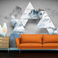 Geometric abstract dark gray wallpaper Peel and stick, temporary, removable, Self adhesive 3d wall mural Mountain wall sticker