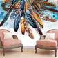 Feather wallpaper peel and stick mural Blue abstract bedroom wallpaper Removable wallpaper Textured wallpaper vinyl wallpaper