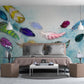 Feather wallpaper peel and stick mural Blue abstract bedroom wallpaper Removable wallpaper Textured wallpaper vinyl wallpaper