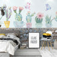 Cactus wallpaper peel and stick, cactus decal, floral wall mural, tropical wallpaper for living room, nursery, bedroom, kitchen