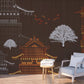 Asian wallpaper peel and stick wall mural, japanese wallpaper, chinoiserie self adhesivewallpaper, vinyl wall mural prints