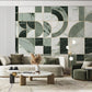 Green marble wallpaper peel and stick wall mural, art deco geometric wall decal prints, abstract wallpaper