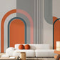 Mid century modern wallpaper peel and stick wall mural, accent wallpaper, geometric vinyl wallpaper, canvas wallpaper