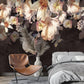 Dark floral wallpaper peel and stick wall mural, peony wall mural, flowers wallpaper for bedroom, living room