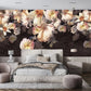 Dark floral wallpaper peel and stick wall mural, peony wall mural, flowers wallpaper for bedroom, living room