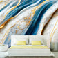 Extra large marble peel and stick wall mural, abstract self adhesive photo wallpaper, accentual white blue walpaper, removable bedroom mural