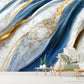 Extra large marble peel and stick wall mural, abstract self adhesive photo wallpaper, accentual white blue walpaper, removable bedroom mural