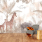 Tropical peel and stick wallpaper, large self adhesive nursery wall mural, accentual botanical kids photomural, removable animals wallpaper