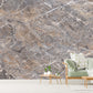 Extra large marble self adhesive wallpaper, grey peel and stick wall mural, accentual abstract wallcovering, modern living room wallpaper