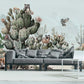 Cactus self adhesive wall mural, large tropical wallpaper, removable botanical wallpaper, accentual animals wallcovering, temporary mural