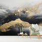 Abstract peel and stick wallpaper, black gold self adhesive wall mural, extra large accentual wallpaper, modern removable bedroom wall mural