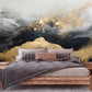 Abstract peel and stick wallpaper, black gold self adhesive wall mural, extra large accentual wallpaper, modern removable bedroom wall mural